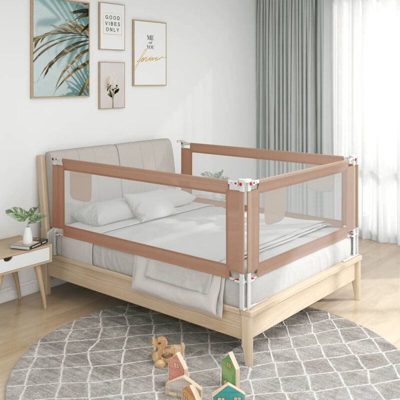 foto del prodotto bonnevie sponda letto di sicurezza per bambini sponde e barriere anticaduta letto tortora 180x25 cm tessuto bv675863
