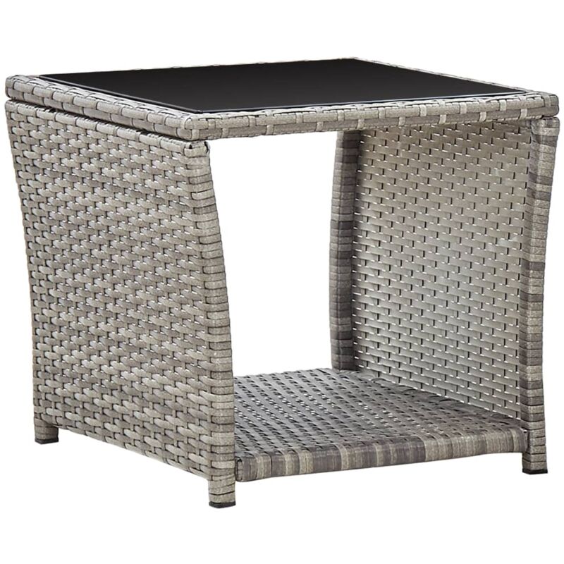 foto del prodotto bonnevie tavolino basso da caff tavolino da salotto grigio 45x45x40 cm in polyrattan e vetro bv305829
