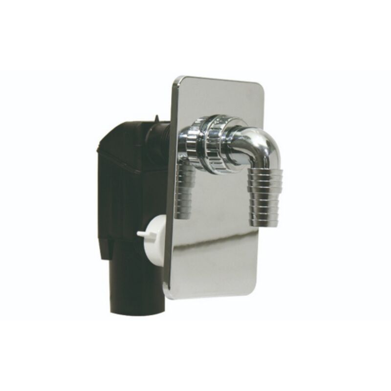 foto del prodotto bonomini compact sifone ad incasso per lavatrice in pp nero con placca cromata in abs scarico 40 mm
