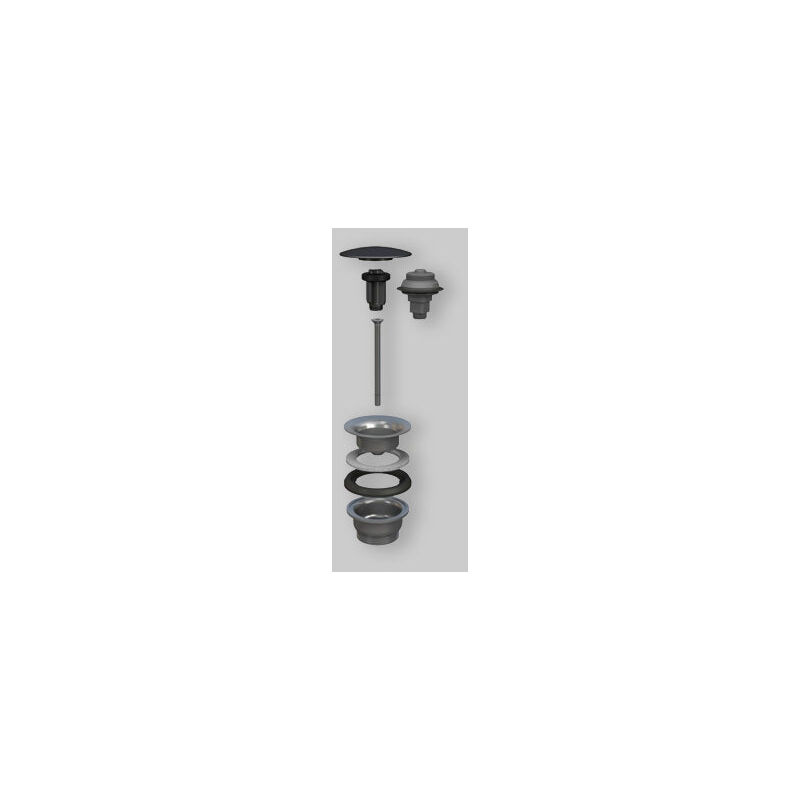 foto del prodotto bonomini piletta a scatto per lavabo e bidet in acciaio inox manitapi nero tappo 63 in ceramica nera