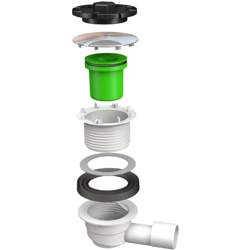 foto del prodotto bonomini - piletta sifonata in pp con tappo cromato per piatti doccia modello doccione 90 mm s.r.l.