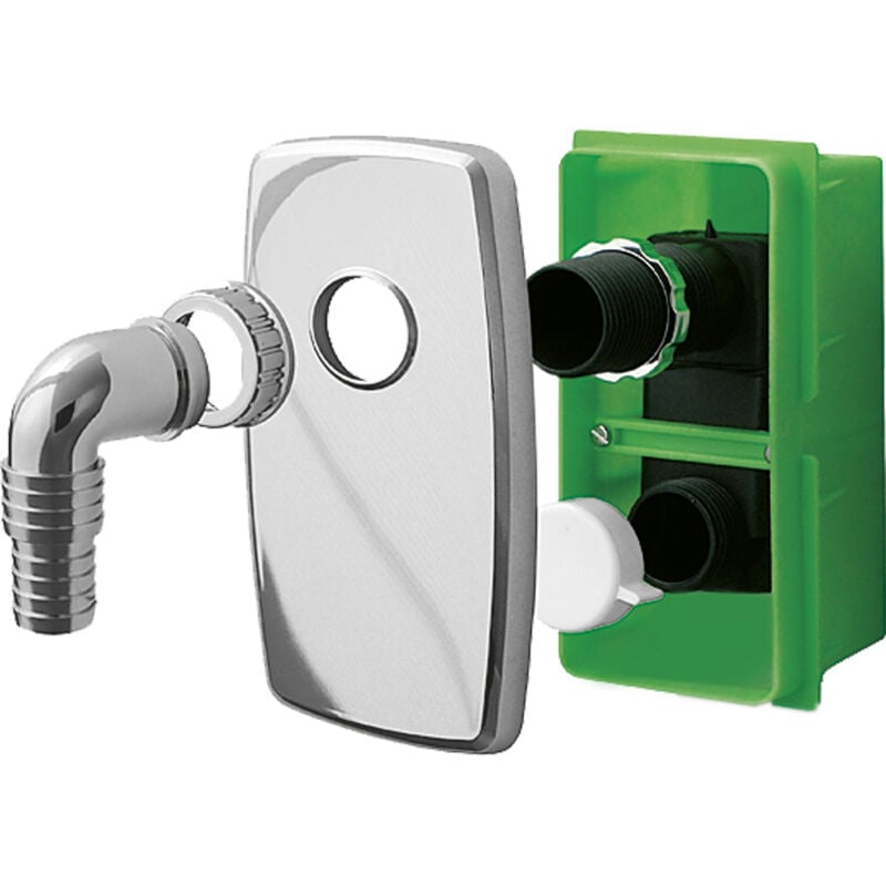 foto del prodotto bonomini sifone compact ad incasso per lavatrice o lavastoglie con box placca bianca