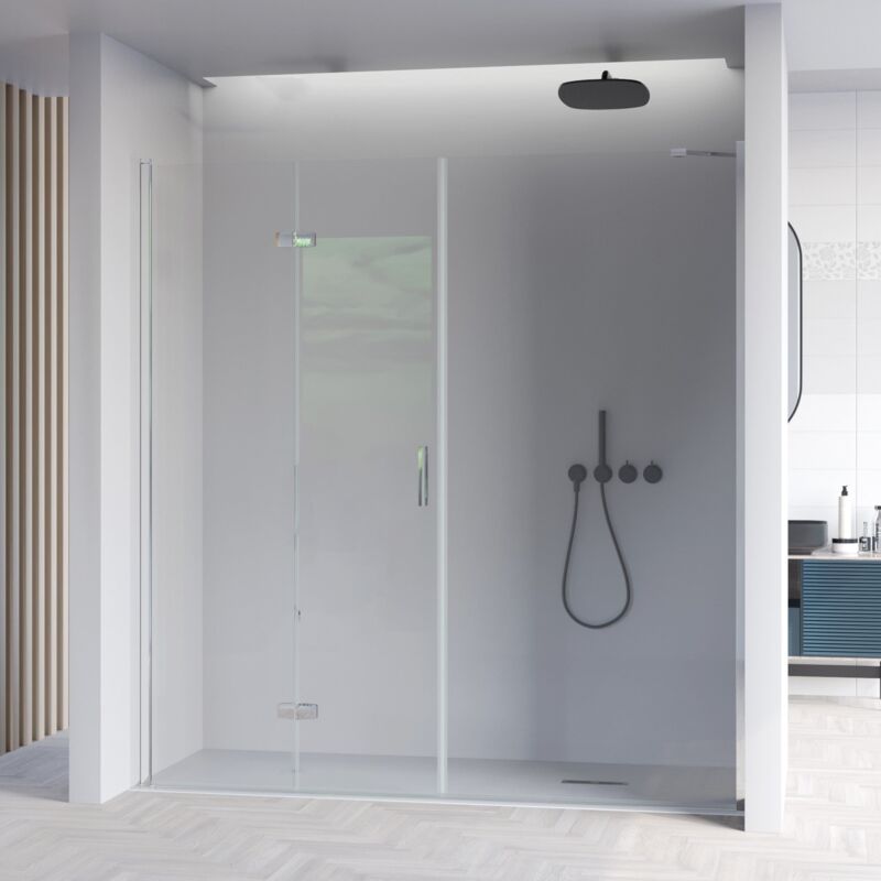 foto del prodotto bonussi porta parete doccia 175 cm 1 anta a soffietto in cristallo trasparente 6mm h195 prisca