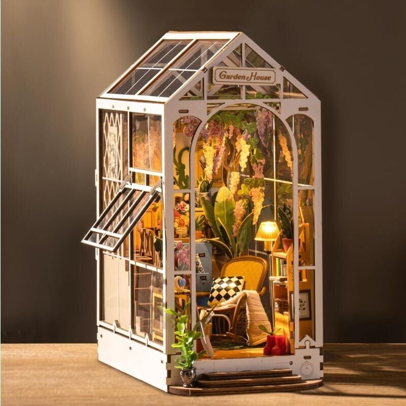 foto del prodotto book nook maison de poup e en bois, diy miniature, mod le de maison puzzle avec lumi res led, maison, d coration de biblioth que, cadeau de vacances