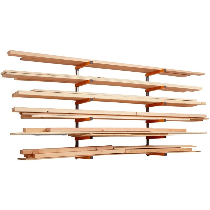 foto del prodotto bora organizer in legno e scaffale per legname in metallo con montaggio a parete a 6 livelli, per interni ed esterni, arancione pbr 001