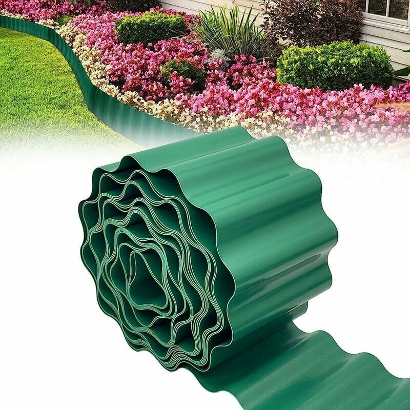 foto del prodotto bordatura flessibile per prato 9 m x 20 cm, bordatura per aiuole ondulate, bordatura in plastica per falciatura, barriera anti radice affidabile,
