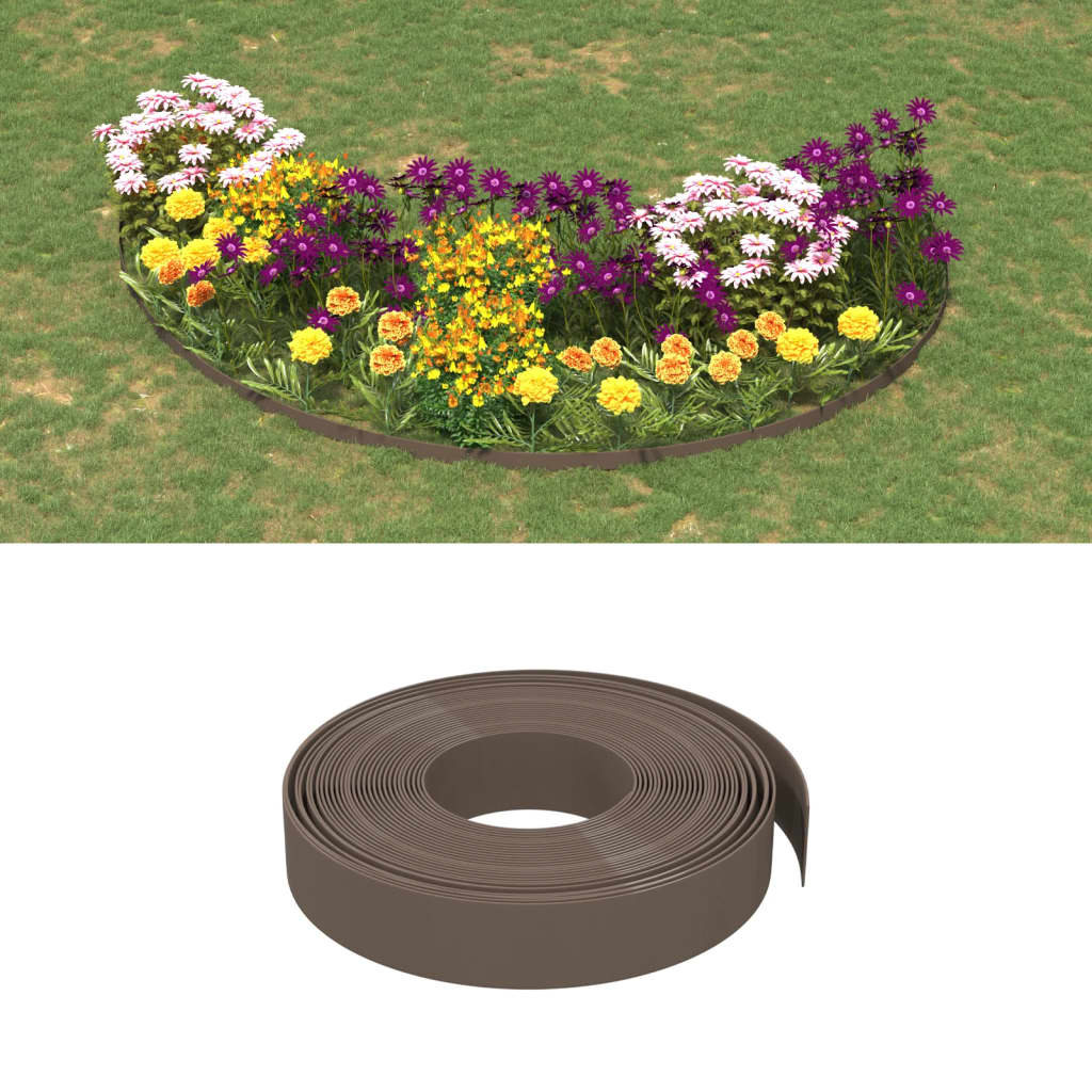foto del prodotto bordature da giardino 3 pz marroni 10 m 10 cm in polietilene