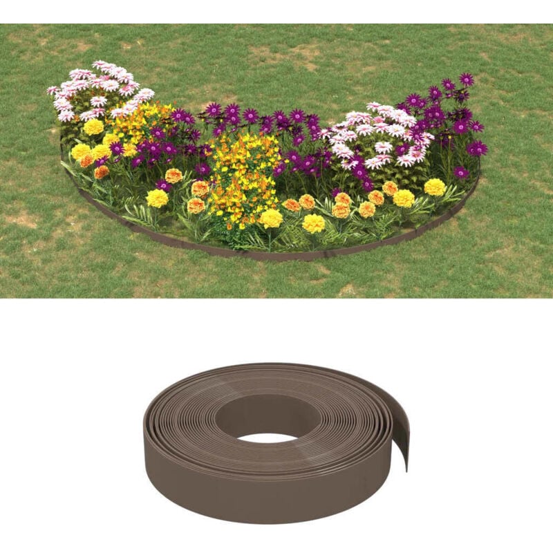 foto del prodotto bordature da giardino 3 pz marroni 10 m 10 cm in polietilene vidaxl