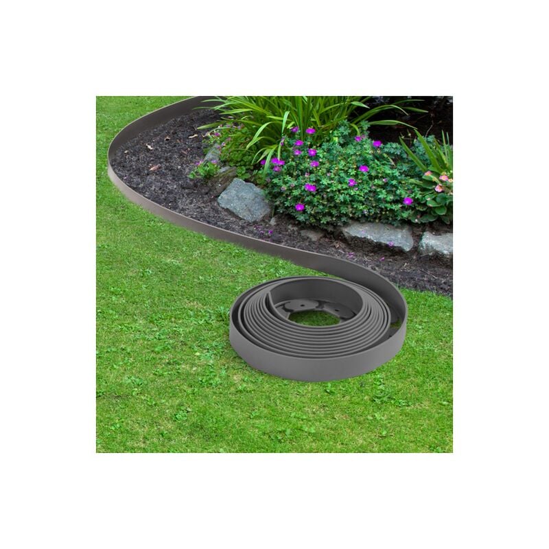 foto del prodotto bordature per prato flessible 10 mt grigio antracite altezza 5 cm 30 picchetti