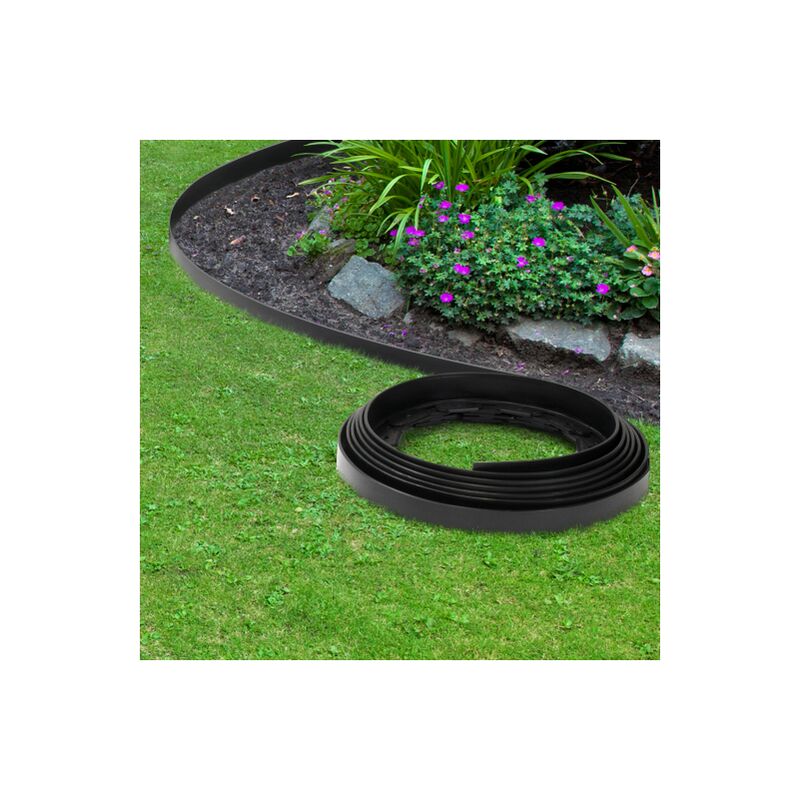 foto del prodotto bordature per prato flessible 10 mt nera altezza 5 cm 30 picchetti
