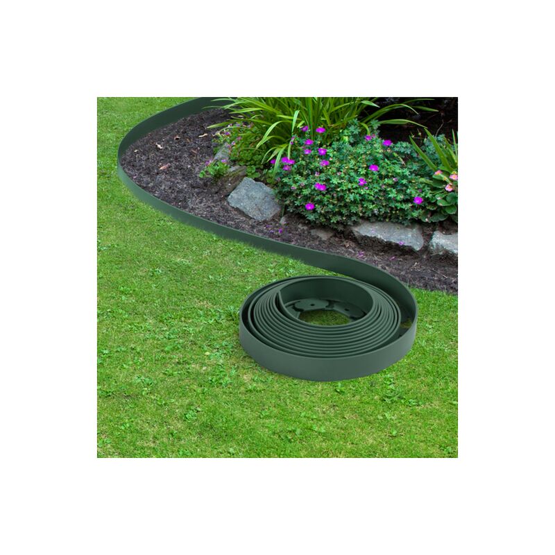 foto del prodotto bordature per prato flessible 10 mt verde altezza 5 cm 30 picchetti
