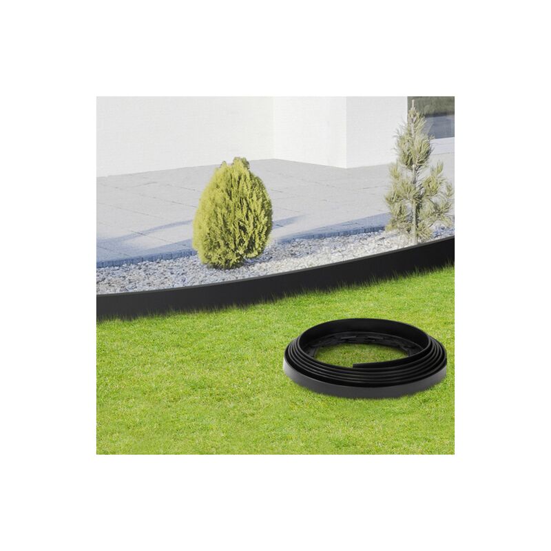 foto del prodotto bordature per prato flessible 8 mt nera altezza 12 cm 24 picchetti