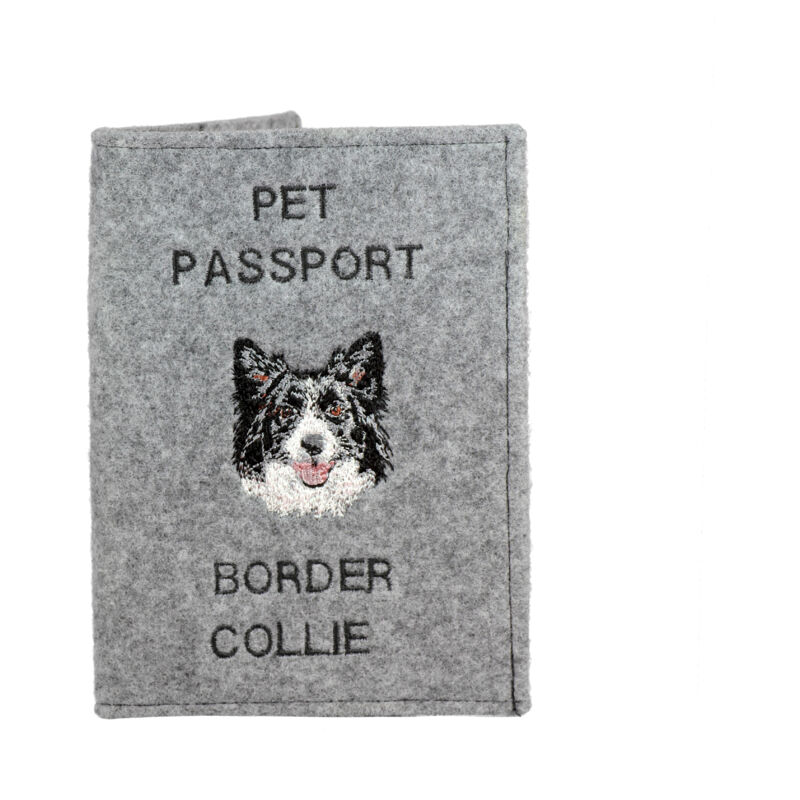 foto del prodotto border collie portapassaporto per cani, portadocumenti, regalo per viaggiatori di art dog