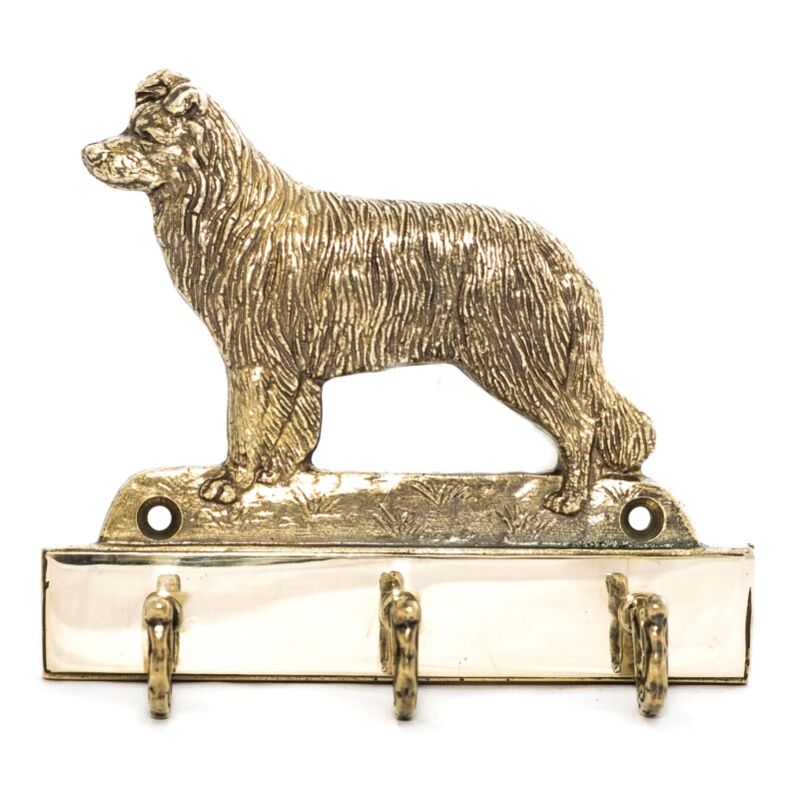 foto del prodotto border collie un portachiavi con un cane, un supporto in ottone per accessori per cani, un elegante decorazione per il corridoio di art dog