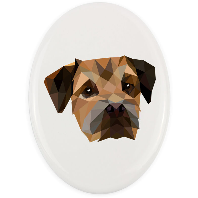 foto del prodotto border terrier una targa con una foto e un iscrizione geometrica di art dog