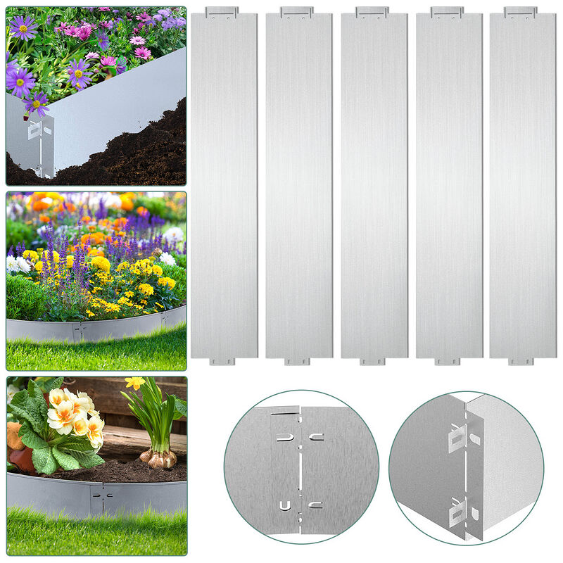 foto del prodotto bordi per prati recinzioni per giardini prodotti in metallo protezione dalle lumache bordi per falciatura bordi per aiuole 100x15 cm 10 m