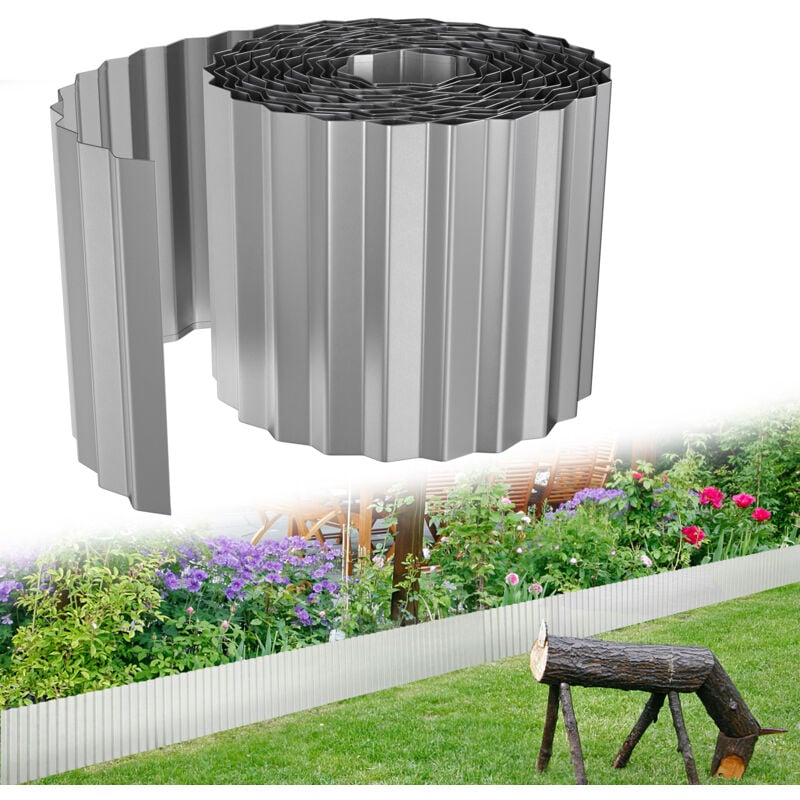 foto del prodotto bordo flessibile per prato bordo per letto 10m lunghezza 15cm altezza bordo per giardino a forma di onda bordo per giardino in metallo zincato bordo