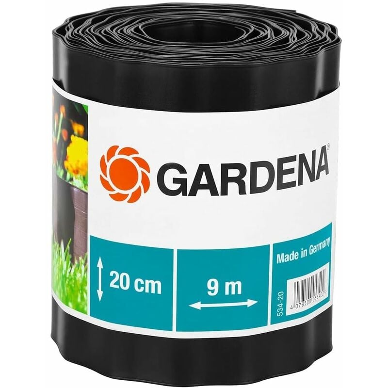 foto del prodotto bordo letto alto 9 cm bordo letto, anche per bordi prato, 9 m, contro la diffusione della radice, plastica, marrone 530 20 gardena