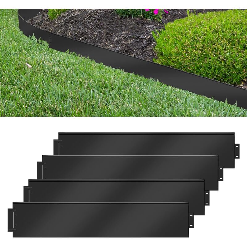 foto del prodotto bordo per prato 35 m 35 pezzi bordo falciante in metallo zincato 100 x 18 cm per pezzo, bordo regolabile e flessibile per piante da giardino,