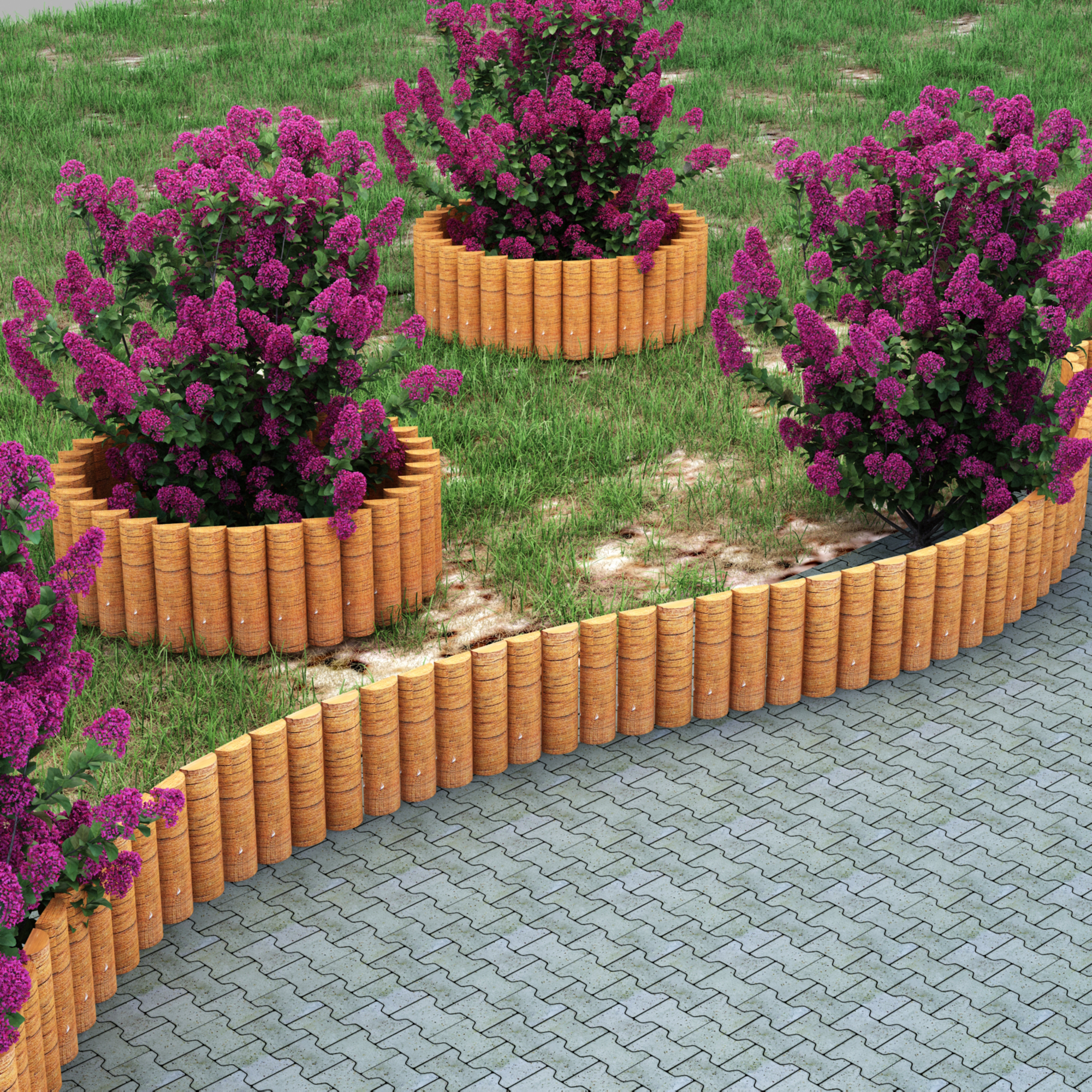 foto del prodotto bordura per aiuola a rotolo da 150 cm alta 20 cm bordo flessibile in legno naturale en.casa 