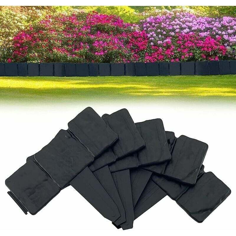 foto del prodotto bordura per prato da giardino, 20 pezzi di bordatura per piante in plastica flessibile nera, bordura decorativa per erba adatta per prato, cortile,