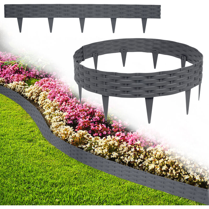 foto del prodotto bordure per aiuole e giardini, 30m, 30 pezzi, rattan ottici palisades, bordo in plastica flessibile per giardino, antracite hengmei