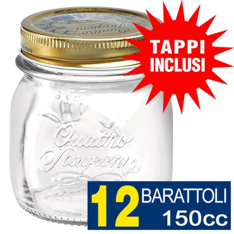 foto del prodotto bormioli rocco - 12 barattoli 150cc quattro stagioni bormioli vaso per conserve con 12 tappi inclusi