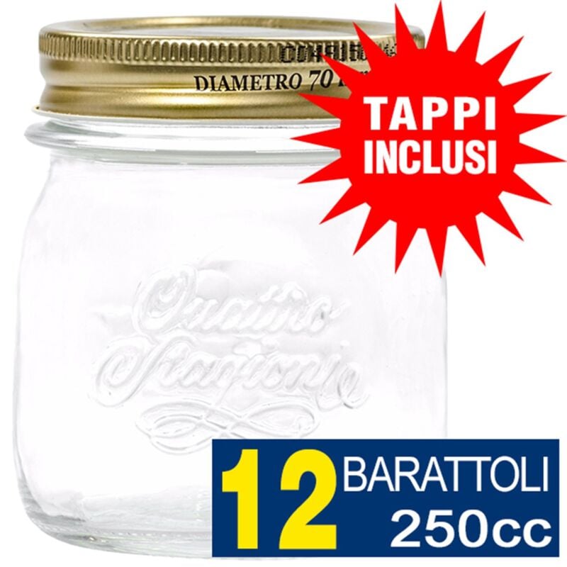 foto del prodotto bormioli rocco 12 barattoli 250cc quattro stagioni bormioli vaso per conserve con 12 tappi inclusi
