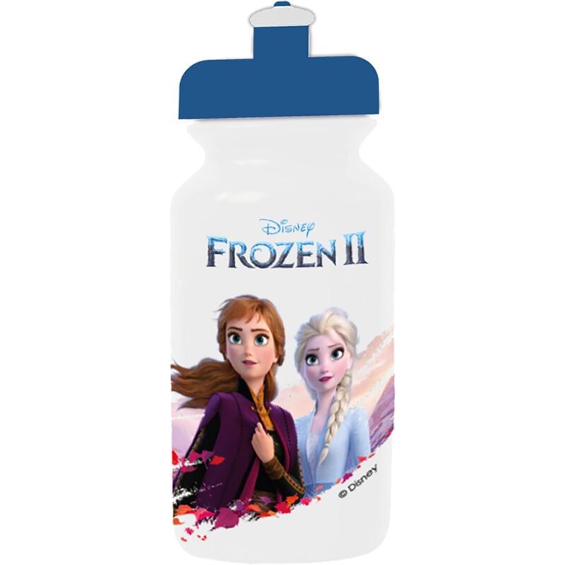 foto del prodotto borraccia azzurra per bambine in plastica disney frozen da 380 ml con chiusura antigoccia e banda antiscivolo