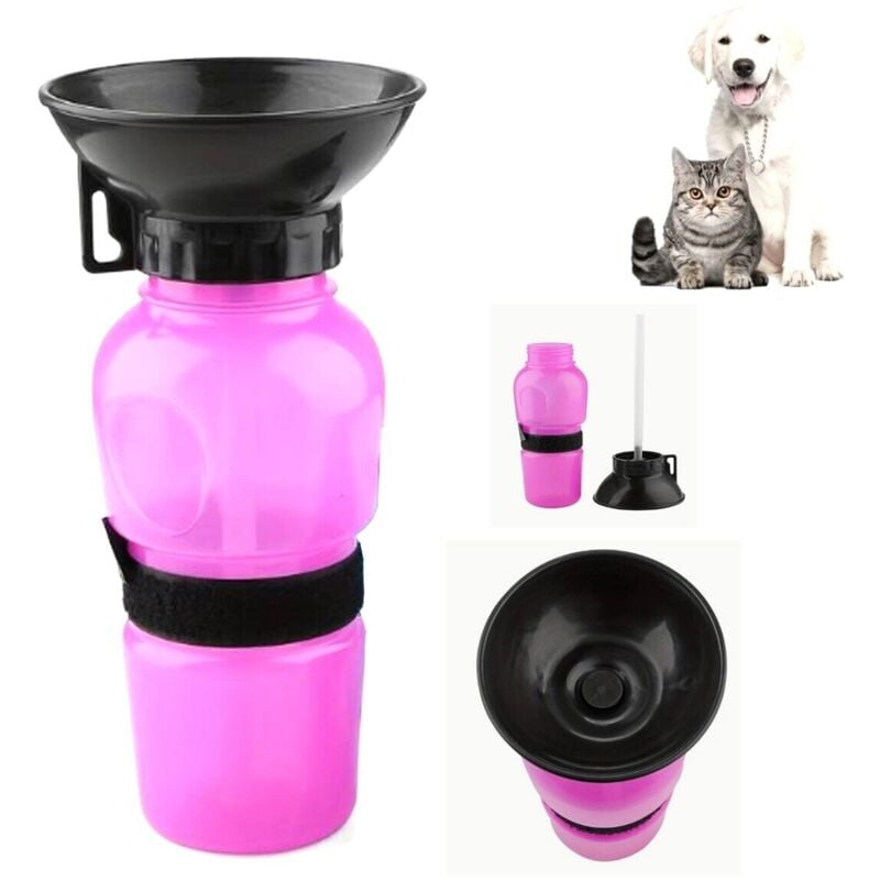 foto del prodotto borraccia cane gatto 750ml animali viaggio portatile acqua ciotola rosa