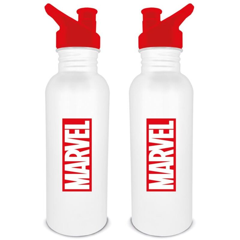 foto del prodotto borraccia marvel design logo 700 ml, in metallo, regalo marvel per uomini, donne e bambini, bottiglia d acqua per ragazzi e bambini, prodotto