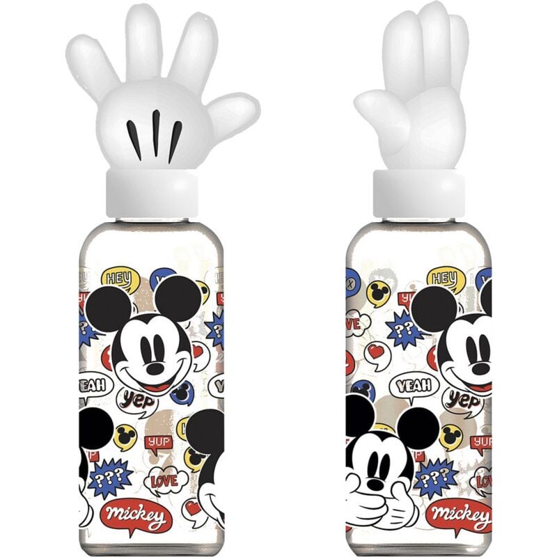 foto del prodotto borraccia originale disney mickey mouse in plastica lavabile e riutilizzabile da 560 ml con coperchio decorato e personaggi dei cartoni animati 3d.