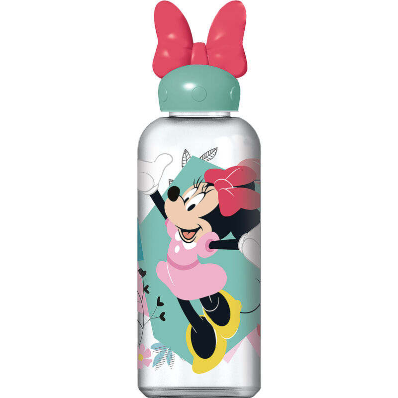 foto del prodotto borraccia originale disney minnie 3d per bambine da 560 ml multicolore, in plastica, con coperchio decorato e con immagini di personaggi della tv.