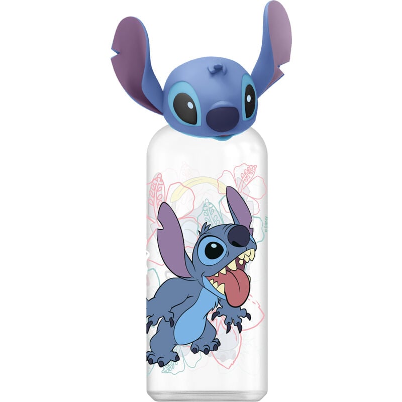 foto del prodotto borraccia originale in plastica per bambini disney stitch 560 ml con grafica 3d, tappo svitabile, lavabile e riutilizzabile.
