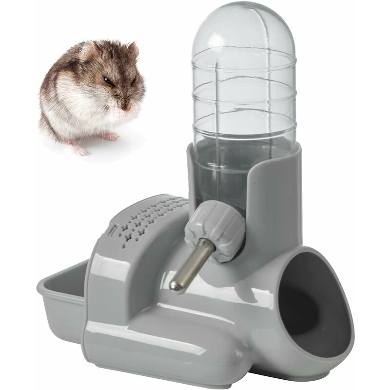 foto del prodotto borraccia per criceti, alimentatore automatico indipendente tre in uno mangiatoia per criceti tre in uno grigio 