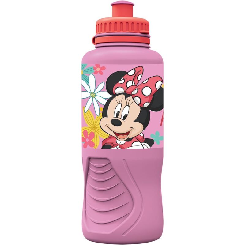 foto del prodotto borraccia rosa per bambine in plastica minnie 400 ml con chiusura antigoccia e banda antiscivolo disney