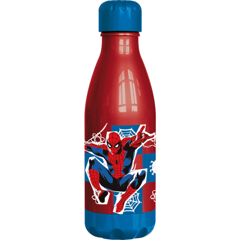 foto del prodotto borraccia rossa per bambini in plastica spiderman uomo ragno 560 ml con tappo a vite marvel