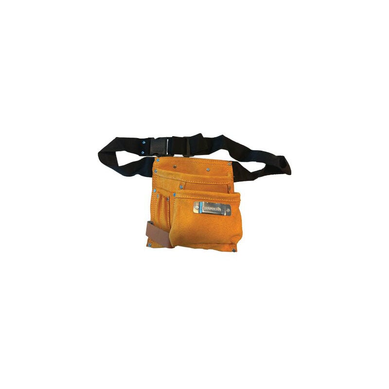 foto del prodotto borsa carpentiere 2 tasche porta martello hand crosta bovina cinta