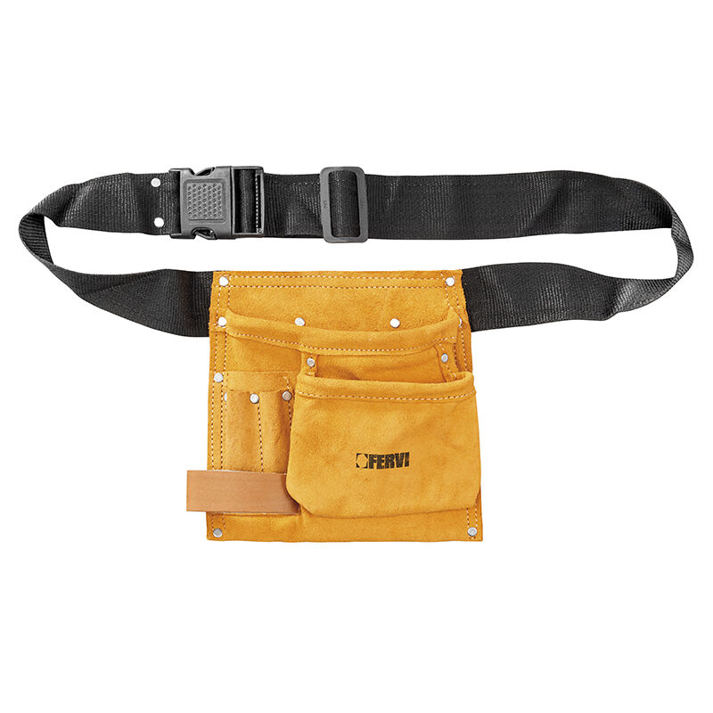 foto del prodotto borsa carpentiere installatore in pelle con cintura fervi 0254
