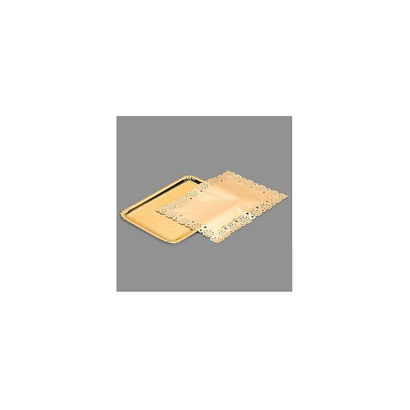 foto del prodotto borsa con 1 vassoio rettangolare con panno oro 25x34cm