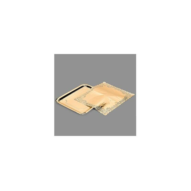foto del prodotto borsa con 1 vassoio rettangolare con panno oro 31x38cm
