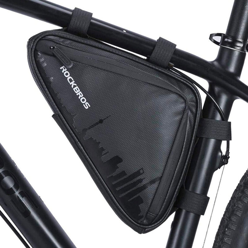 foto del prodotto borsa da bicicletta impermeabile fissata al telaio con velcro, nera