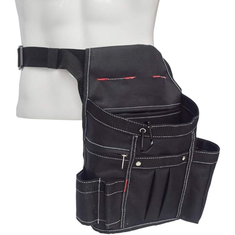 foto del prodotto borsa da cintura portautensili per elettricista portatile multi tasca regolabile, nera