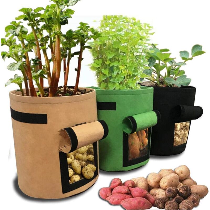 foto del prodotto borsa da giardinaggio domestico per piante e ortaggi da balcone, contenitore per coltivazione di patate 30x30x35 cm 11,8x11,8x13,8 pollici nero 1