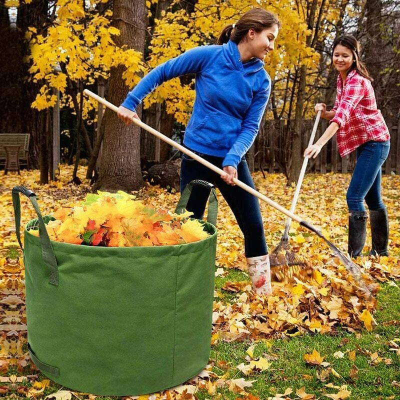 foto del prodotto borsa da giardinaggio per impieghi gravosi con manici, borsa per la raccolta di foglie verdi con tela militare 45,7 cm, 55,8 cm 
