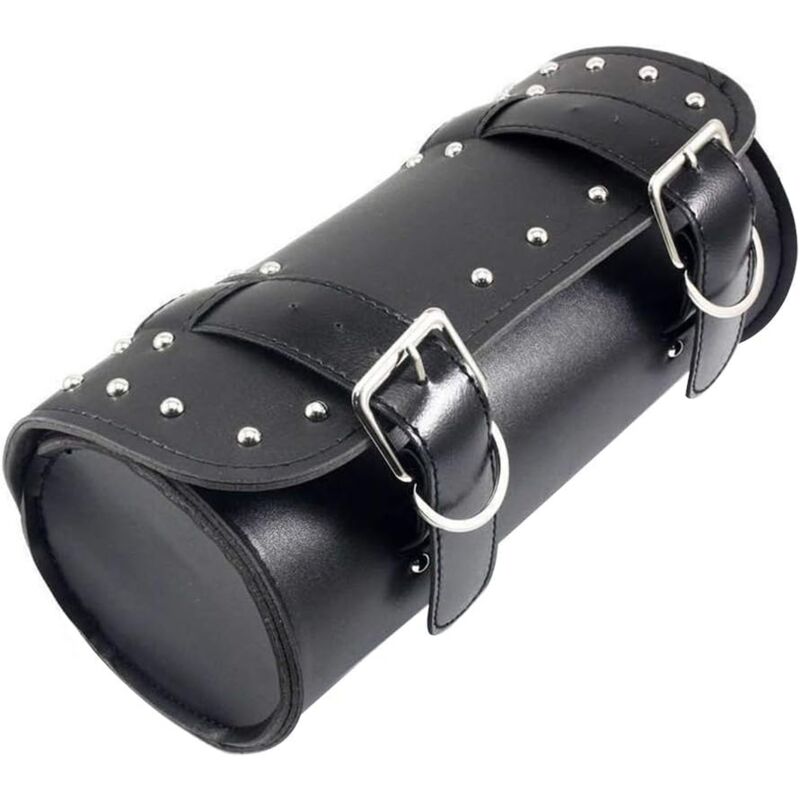 foto del prodotto borsa da sella universale per moto, borsa porta attrezzi per moto, borsa porta attrezzi impermeabile in pelle pu, borse laterali rotonde, borsa