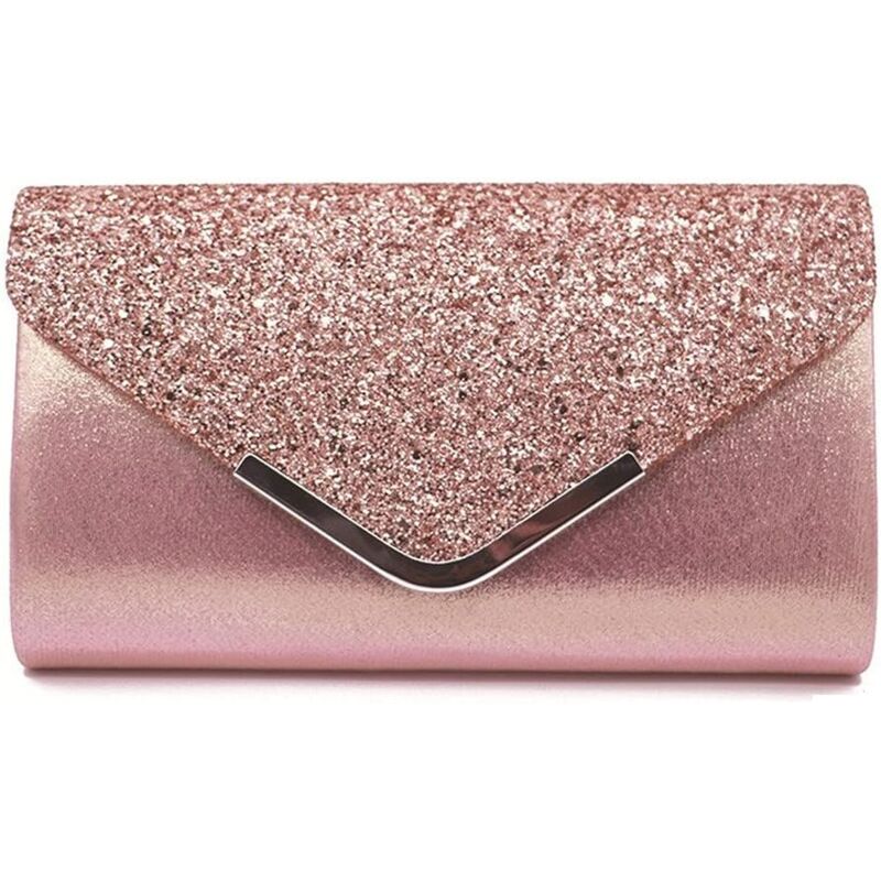 foto del prodotto borsa da sera con paillettes da donna rosa sollbry