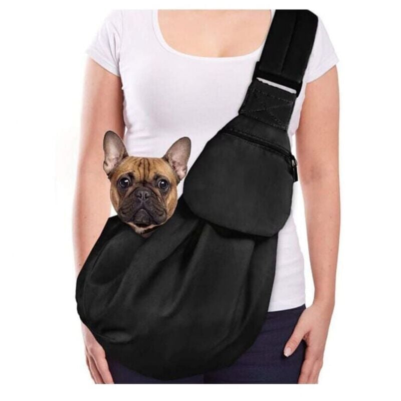 foto del prodotto borsa da trasporto per animali domestici nera, borsa a tracolla impermeabile per cani e gatti, borsa a tracolla ymyny