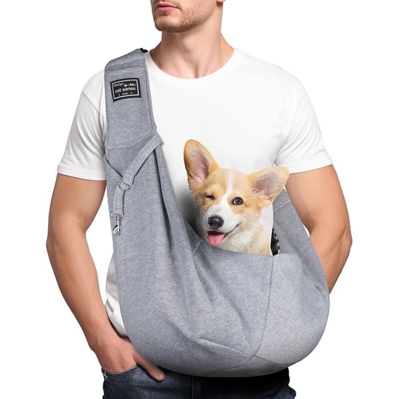 foto del prodotto borsa da trasporto per cani e gatti, borsa da trasporto regolabile con tracolla per cani gatti di taglia media fino a 7,5 kg per viaggi all aperto