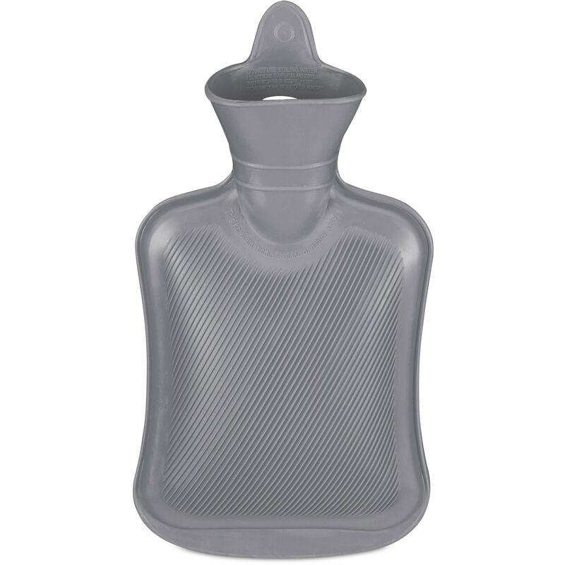 foto del prodotto borsa dell acqua calda, boule scaldaletto da 1 l, hot water bottle, terapia adulti e bambini, gomma, grigio relaxdays